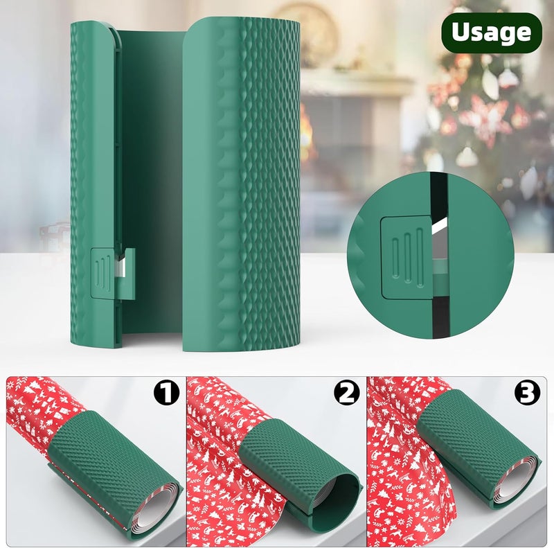 Pe&Hui Wrapping Paper Cutter,2 Pack Gift Wrap Cutter with 4 Replaceable Blades for Birthdays,Holidays Gifts Crafting and Christmas Paper Rolls(Green) - Image 4